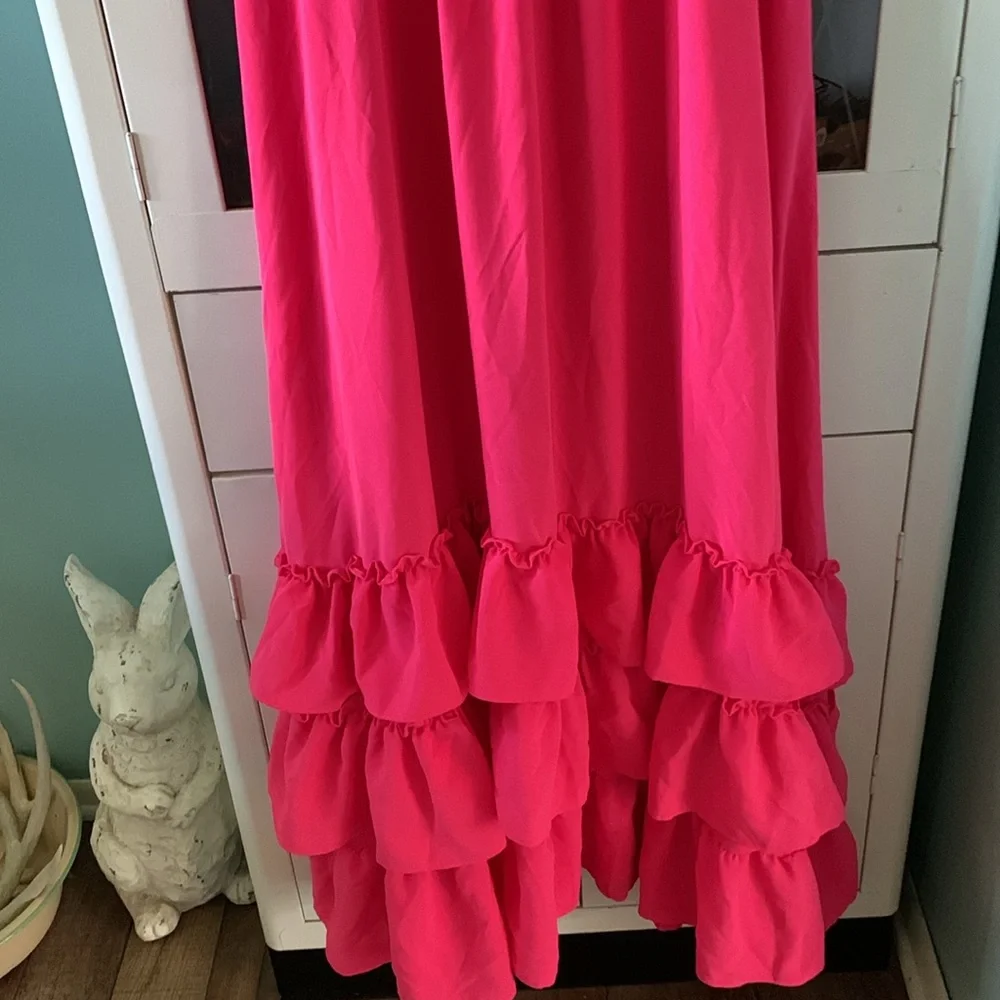 Jess Lea sz L Vibrant Pink Maxi Dress with Ruffle Hem like new! - Picture 3 of 8